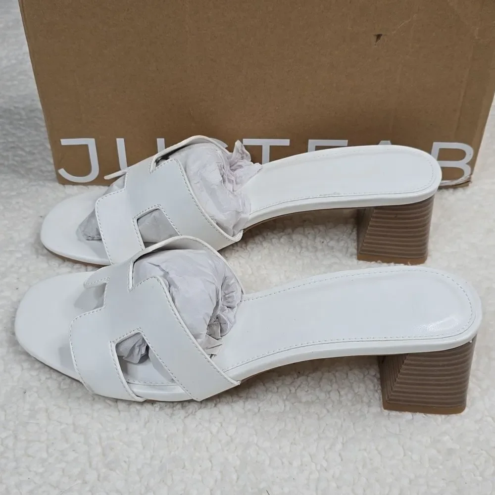 NIB JustFab Haidee Bright White Heeled Sandal Size 8.5 - Picture 5 of 9